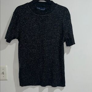 Susan Graver Black Metallic Knit Top